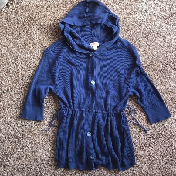 𝅺Mossimo Navy Blue Hooded Button Up Sweater - Picture 1 of 6